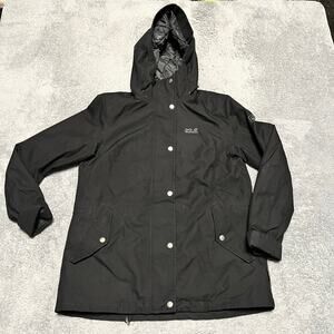 Jack Wolfskin Coat Womens Small Microguard Black Hooded Ski Jacket